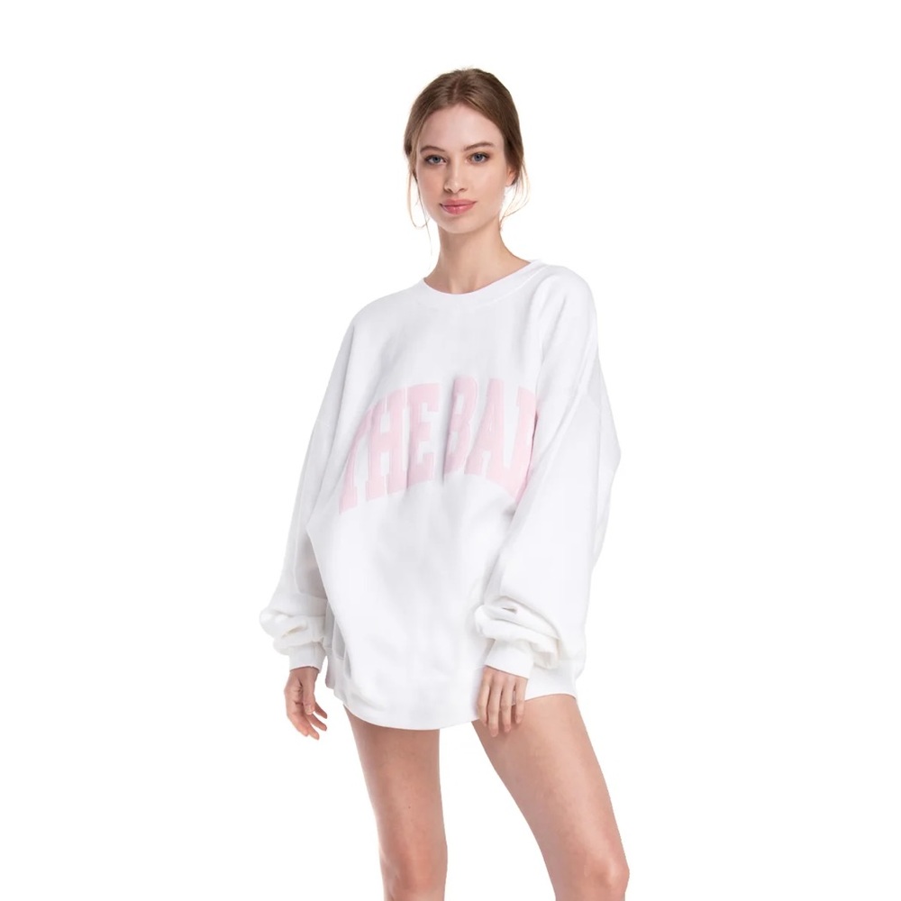 NWOT The Bar Varsity Sweatshirt Blush/White size XL